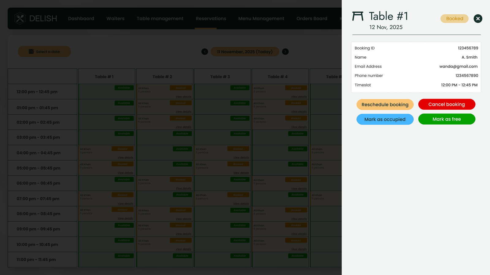 Restaurant Reservation System